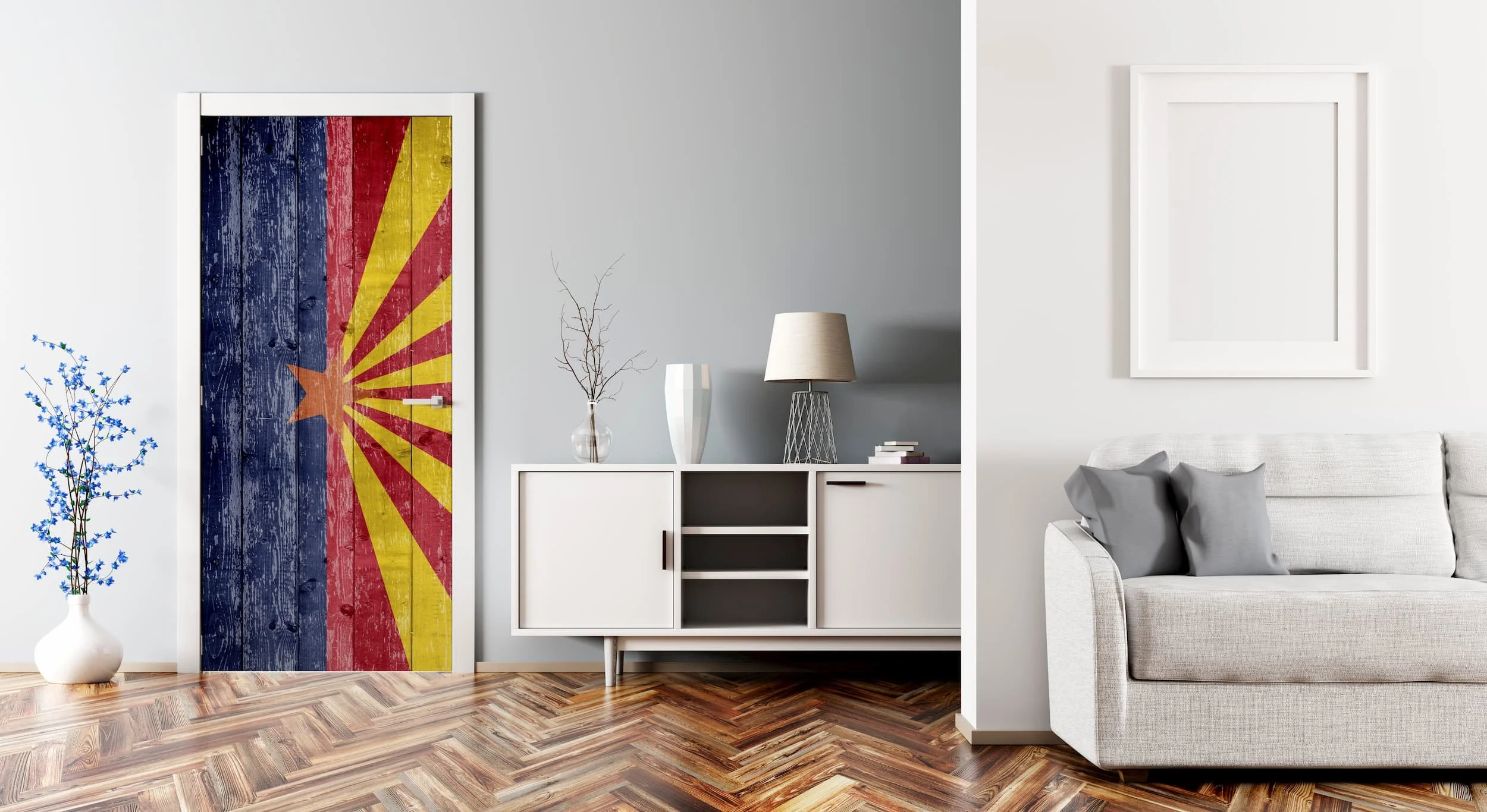 Wooden Mural Arizona Flag - Custom Printed Door Wrap